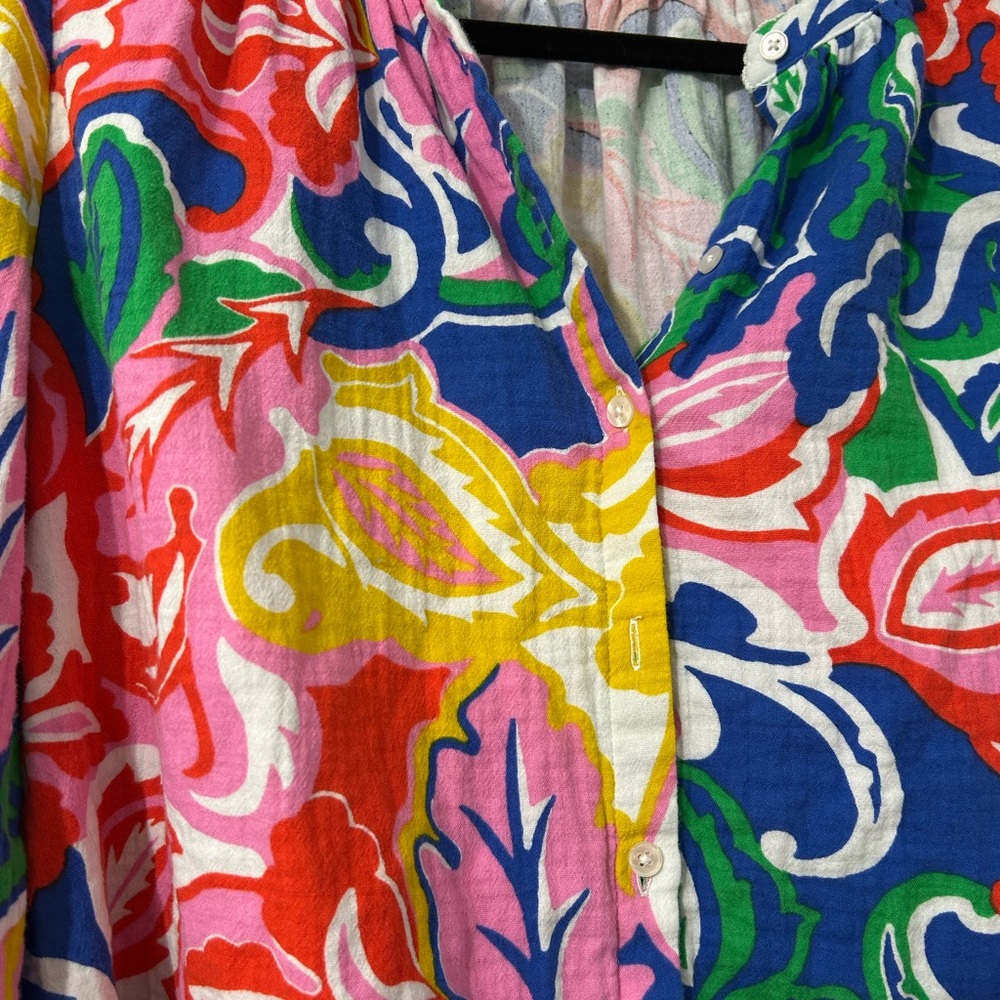 Boden Multicolor Floral Button-Front Blouse - Picture 2 of 5